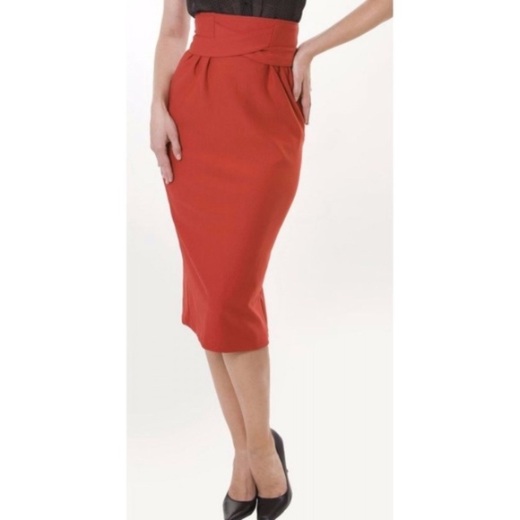 Tatyana Dresses & Skirts - Tatyana Red Vickie High Waisted Pencil Skirt